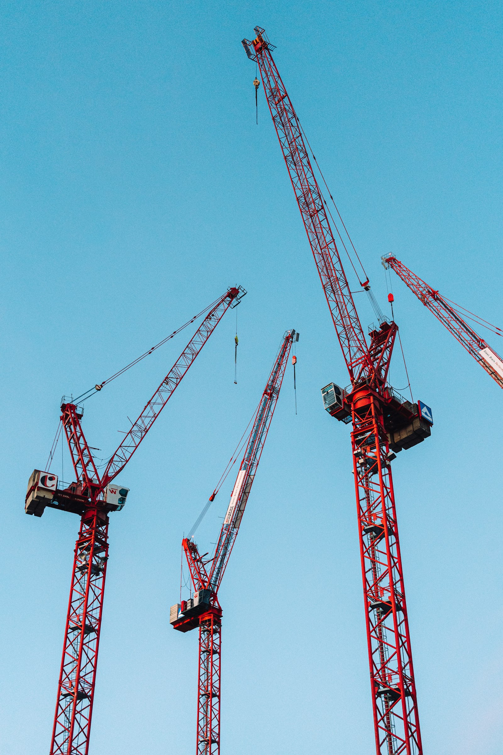 Construction cranes against the sky