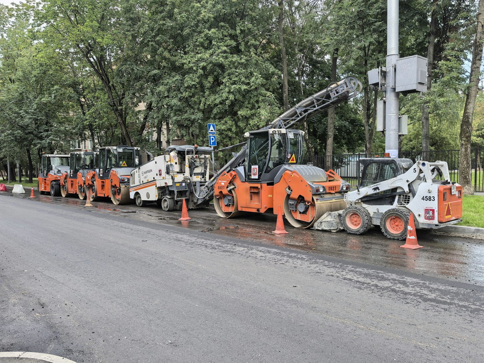 Road construction equipment on site